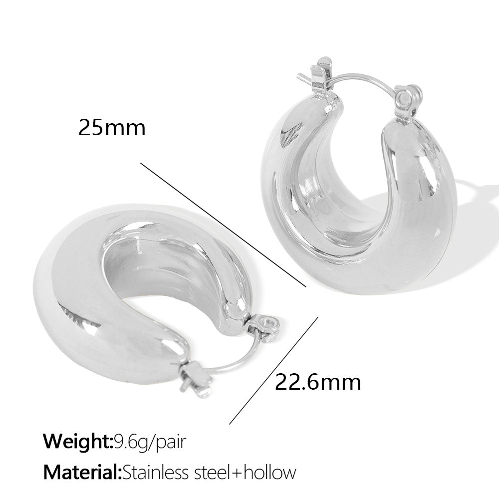 Titanium Steel Thick Cylindrical Hollow Ear Female Plated Solid Polished Rings
