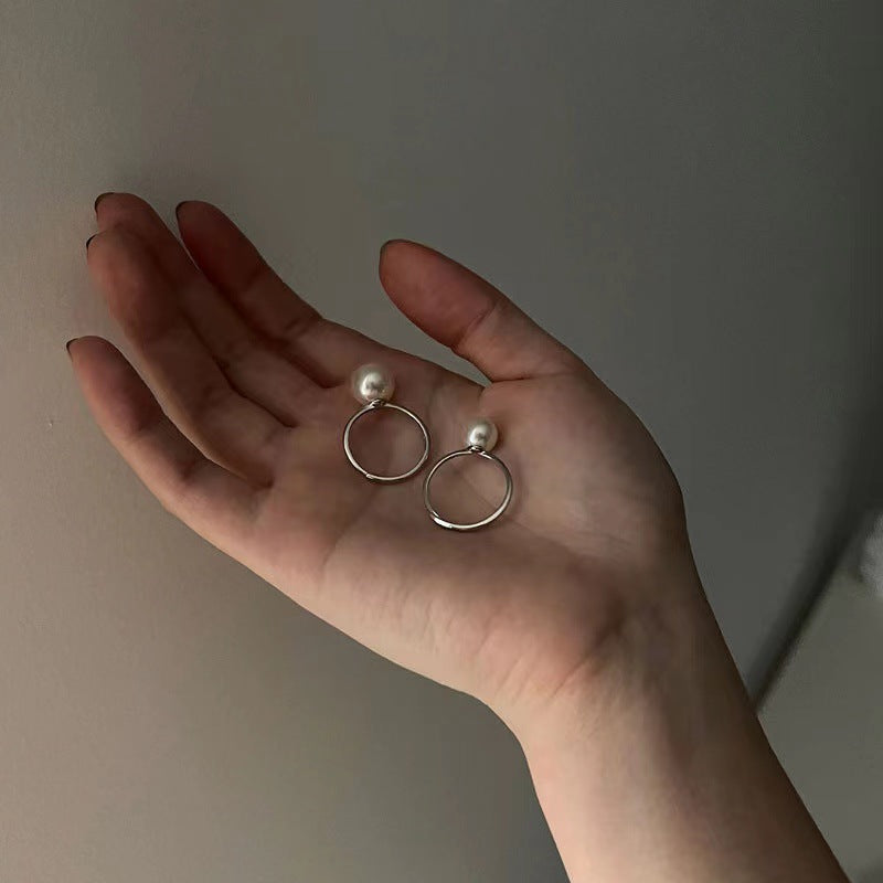 Women's Imitation Pearl For Niche Design Geometric Opening Adjustable Simple Index Ring