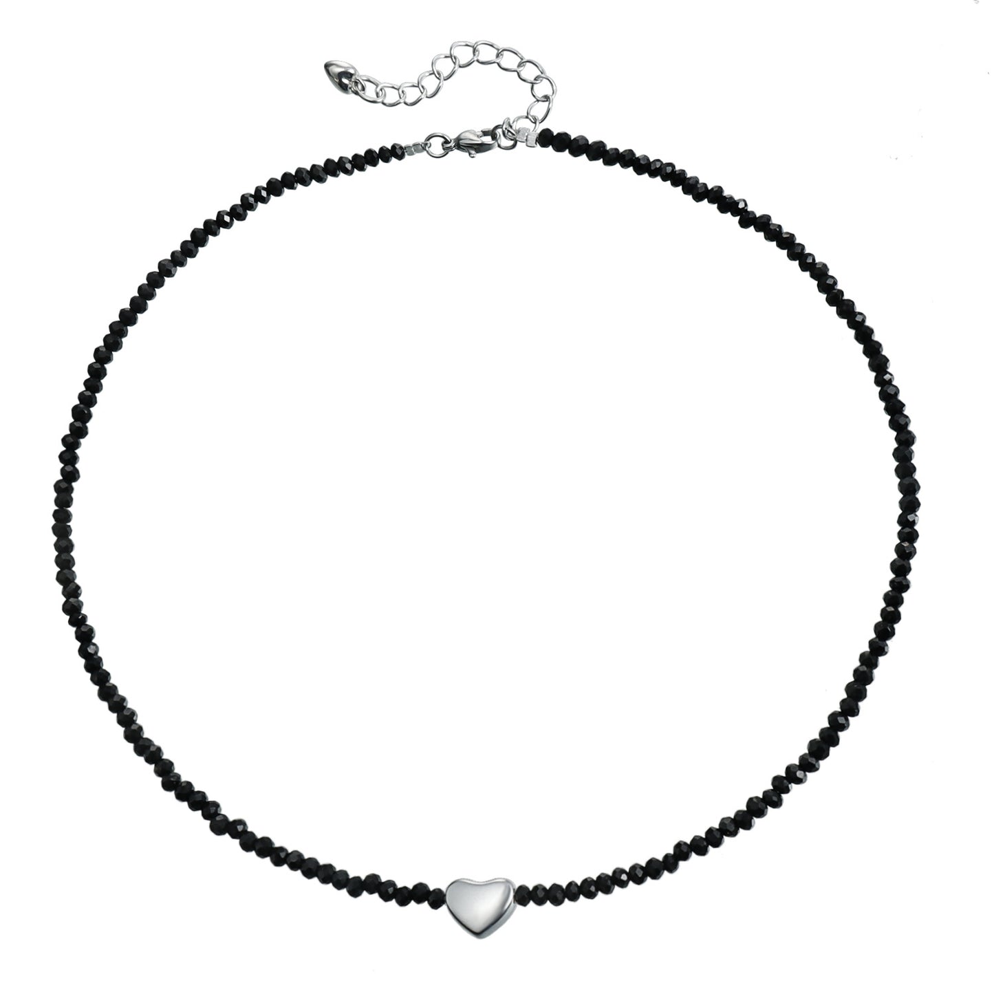 Women's Trendy Jewelry Personality Handmade Woven Beads Black Crystal For Necklaces