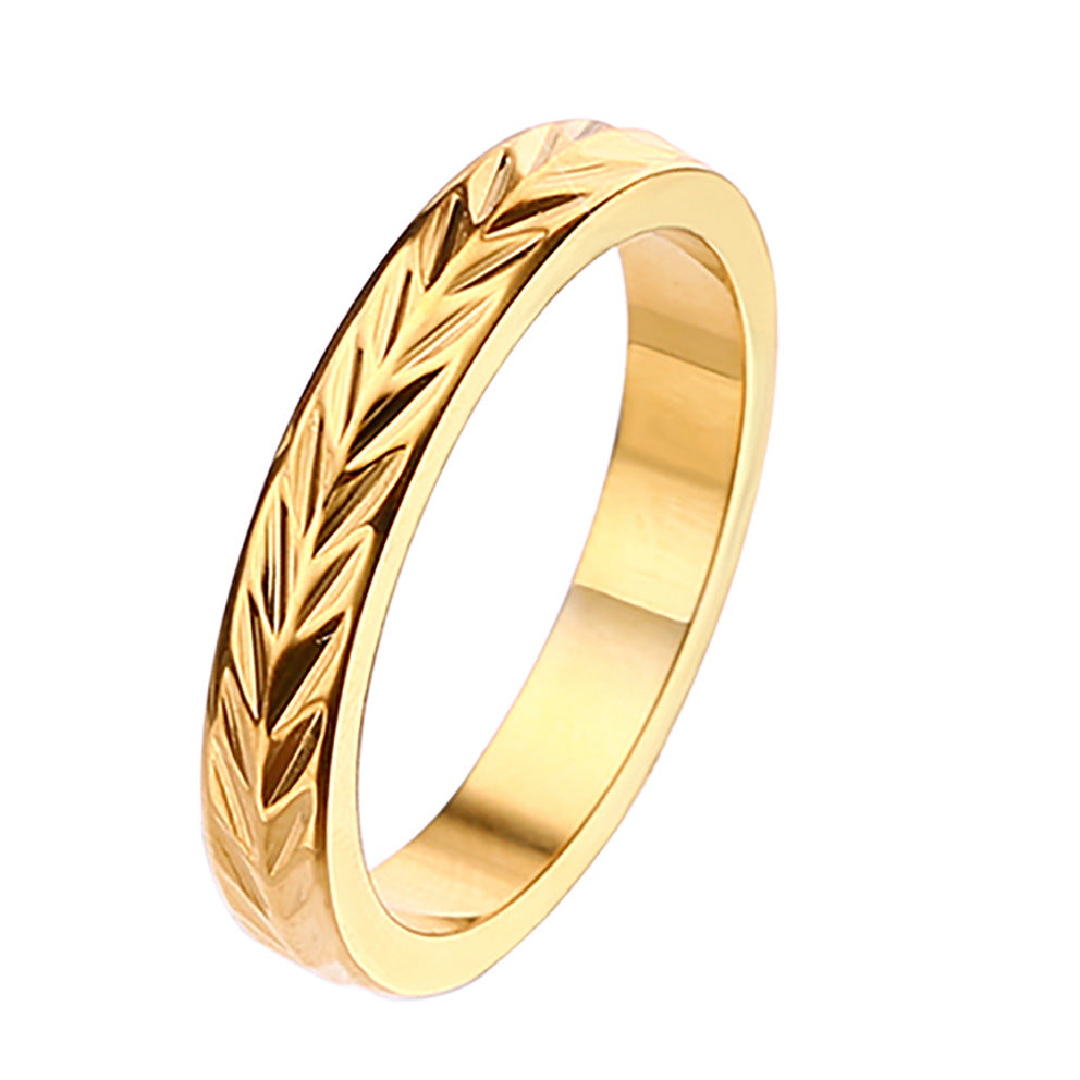 Design Sense Minority Simple Stainless Steel Wheat Rhombus Batch Flower Rings