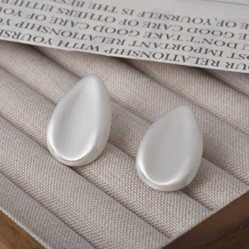 Brushed Water Drop Ear Cold Style Stud Earrings