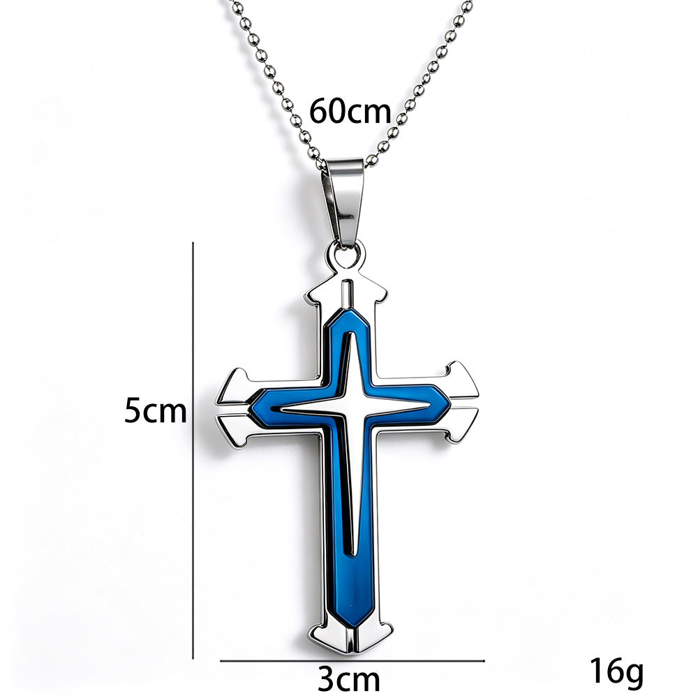 Men's Cross Split With Ball Chains Pendants