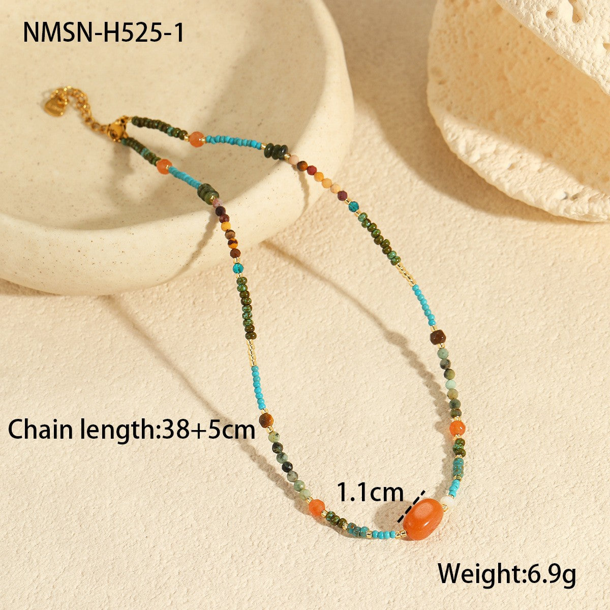 Women's Color Beads Stringed Starfish Suit Summer Necklaces
