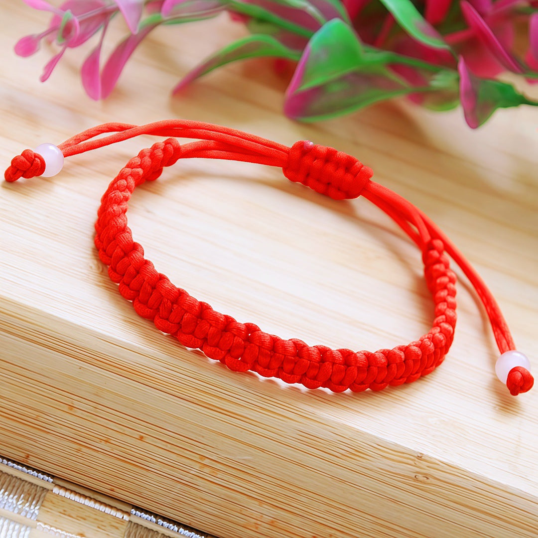 Women's & Men's Moon Peach Pit Woven Hand Strap Small Fish Red Rope Bracelet