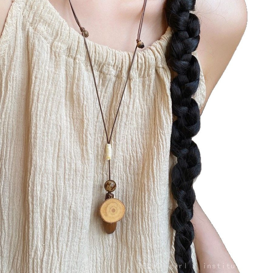 Chinese Long Wax Rope Acorn Zen Pendants