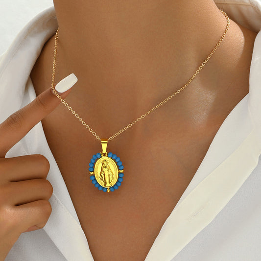 Style Long Chain Female Niche Retro Goddess Mary Necklaces