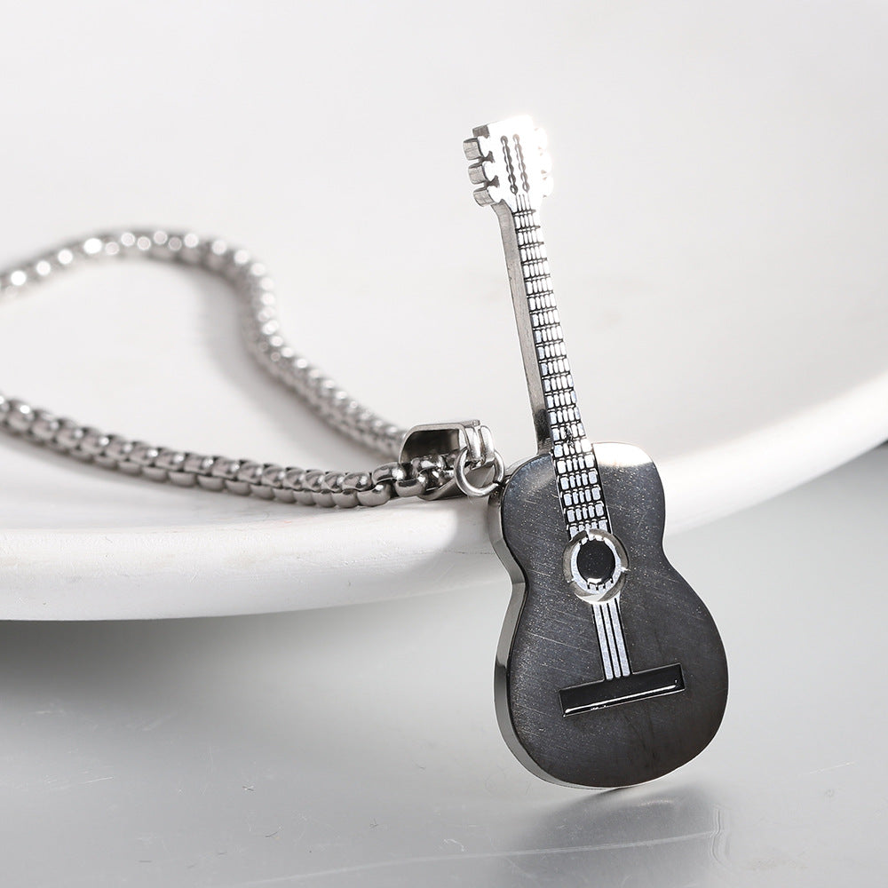 Personality Fashion Stainless Steel Guitar Street Necklaces