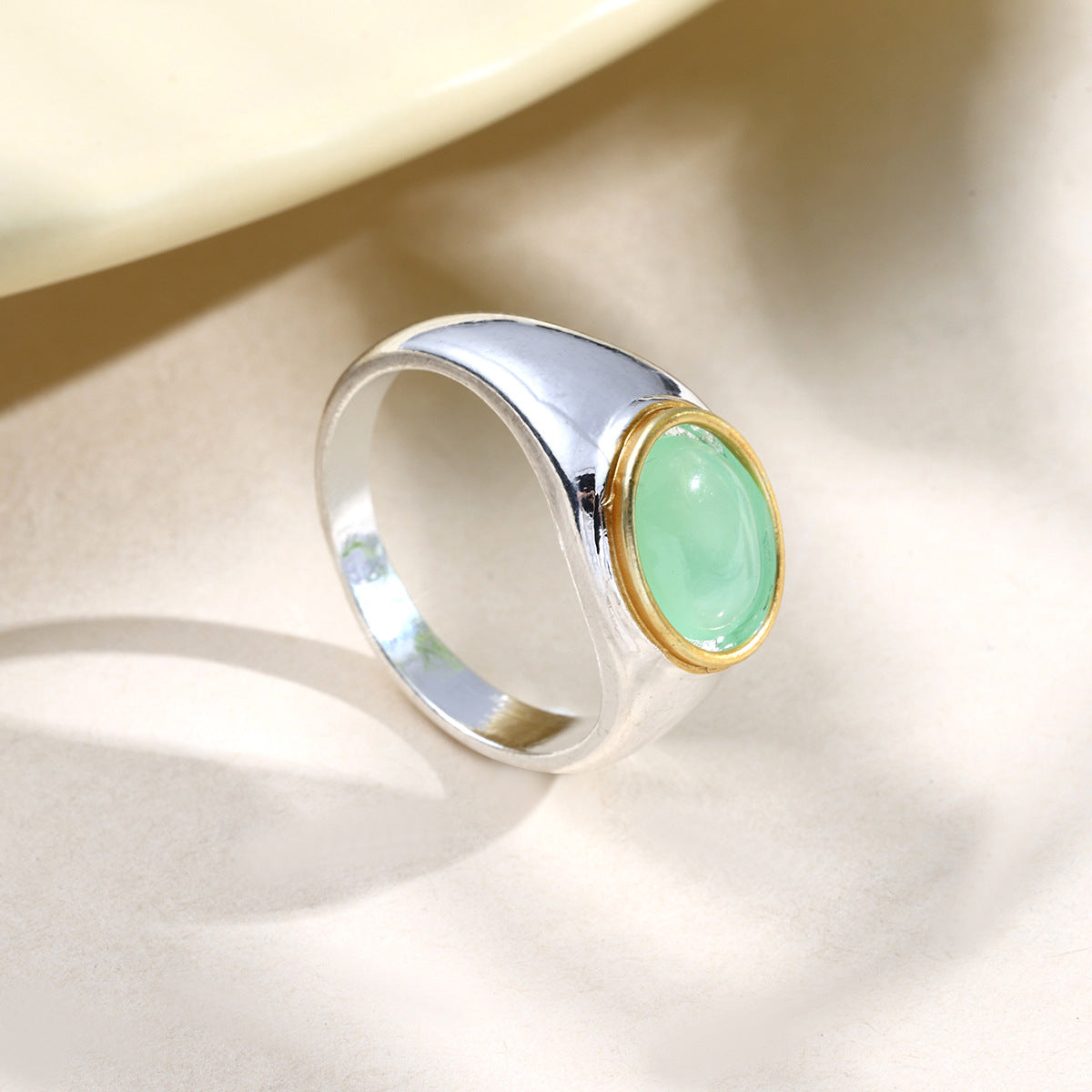 Classic Women's Gentle Gray Jade Gemstone Rings