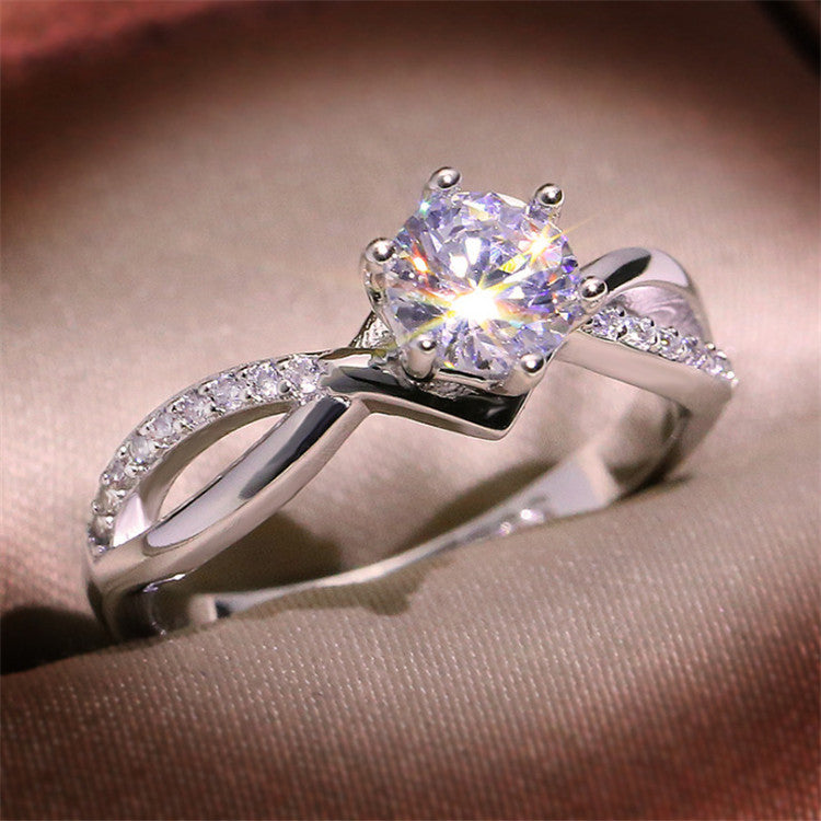 Women's Artificial Diamond Ornament Love Wedding Rings