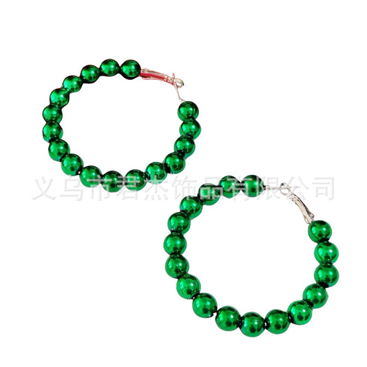 Christmas Fashion Creative Geometric Contrast Color Round Earrings