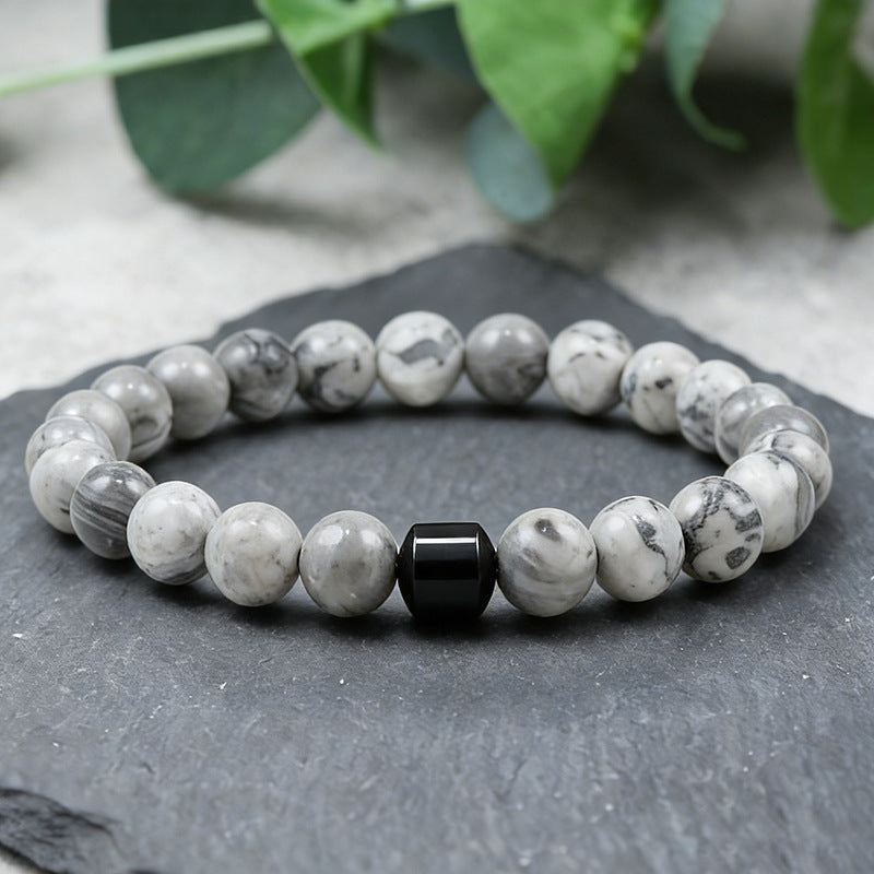 White Turquoise Tigereye Volcanic Rock Green Malachite Bracelet