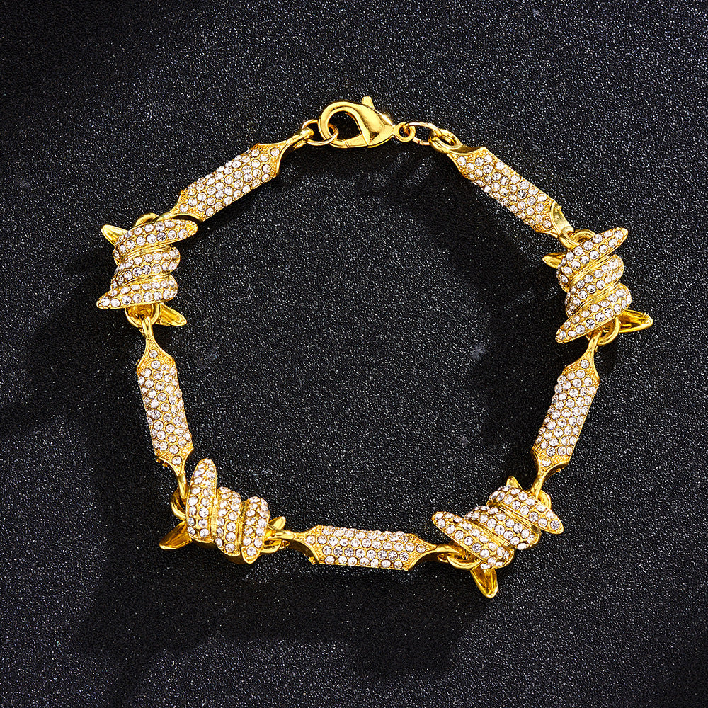 Hip Hop Irregular Three-dimensional Alloy Dense Inlaid Infinite Chain Cuban Necklace