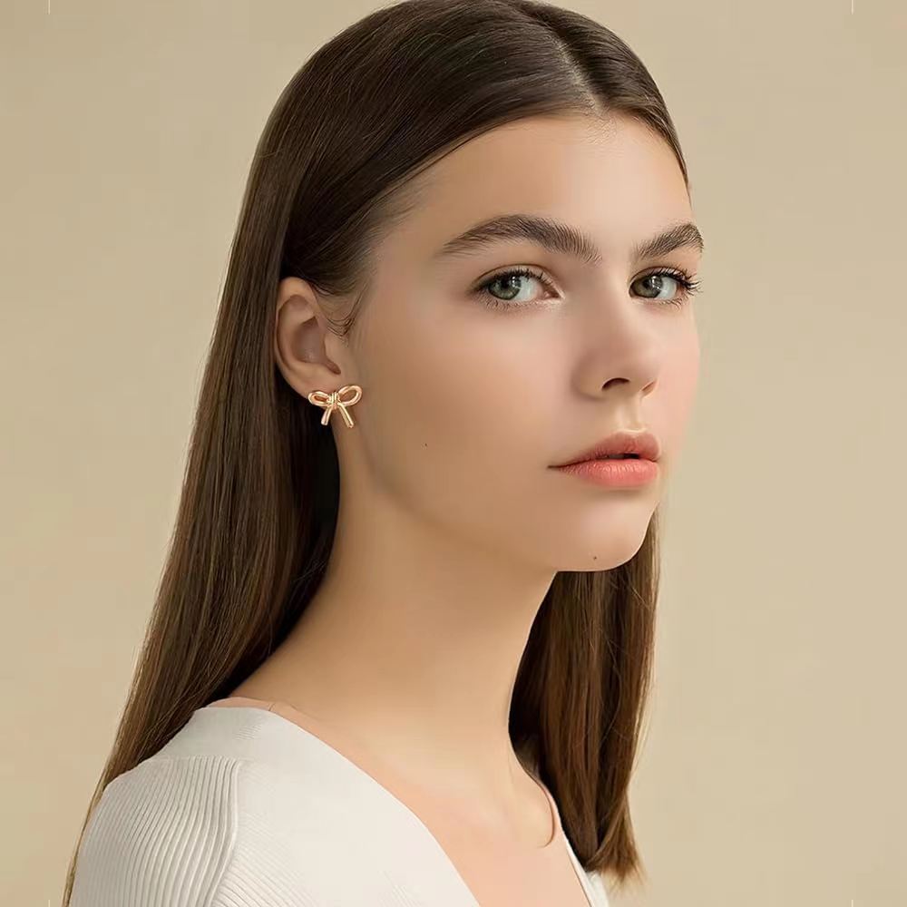 Simple Retro Fashion Environmental Protection Brass Casting Glossy Bow Rings