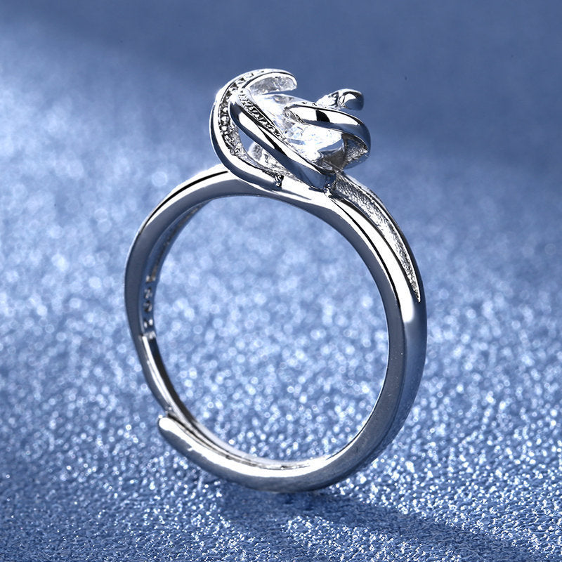 Four-leaf Clover Design Rhinestone Gift Moissanite Ring