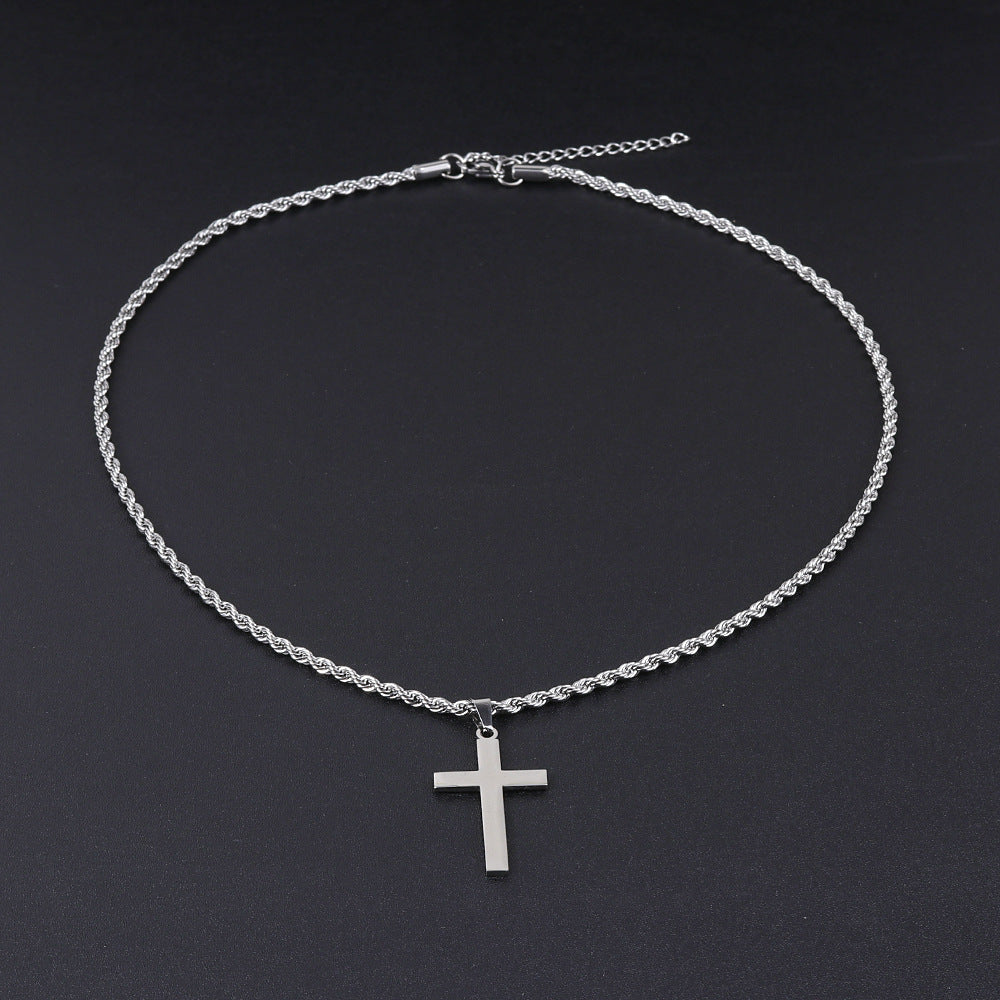 Men's Chain Cross Simple Stylish Glossy Couple Necklaces