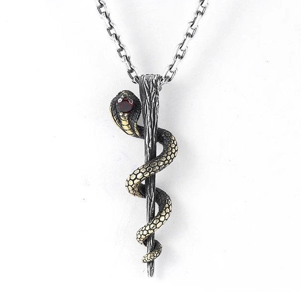 Men's Retro Truncheon Cobra Fashion Personality Imitation Thai Sier Snake Pattern Pendants