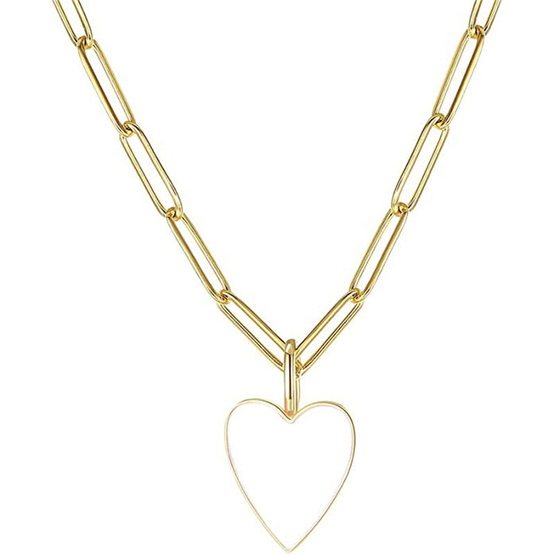 Women's Source Heart-shaped Gold-plated Stainless Steel Clip For Girlish Fashion Love Necklace