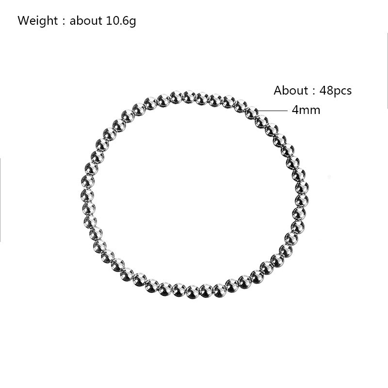 Women's Simple Beaded No Waterproof Hard-wearing Stainless Steel Beads Elastic Bracelets