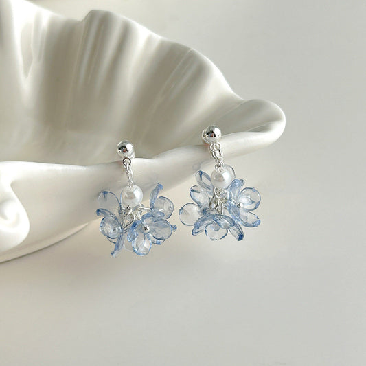 Fashion French Style Vintage Pearl Flower Light Luxury Minority Earrings