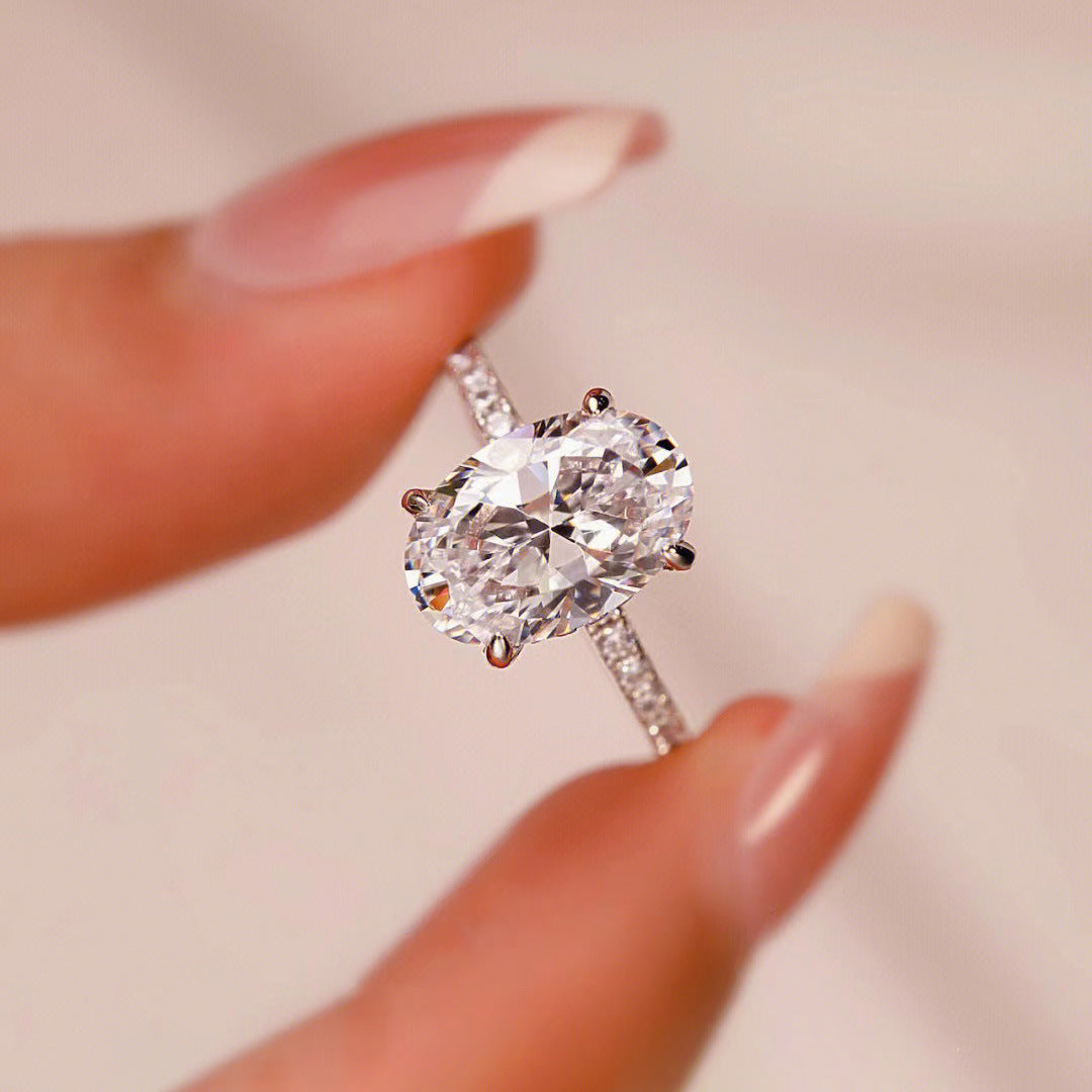 Simulation Moissanite Diamond Oval Big Female Ring