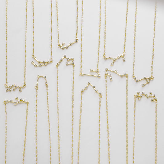 Star Chart Twee Constellation Rhinestone Paper Card Necklaces