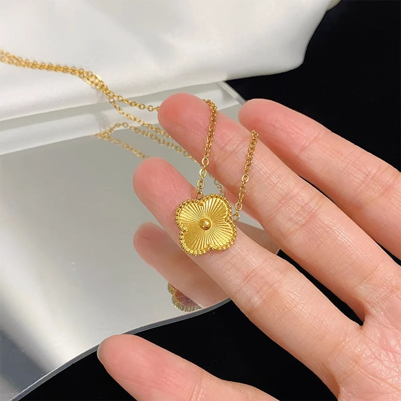 Steel Light Luxury Laser Clover Versatile High-grade Simple Necklaces