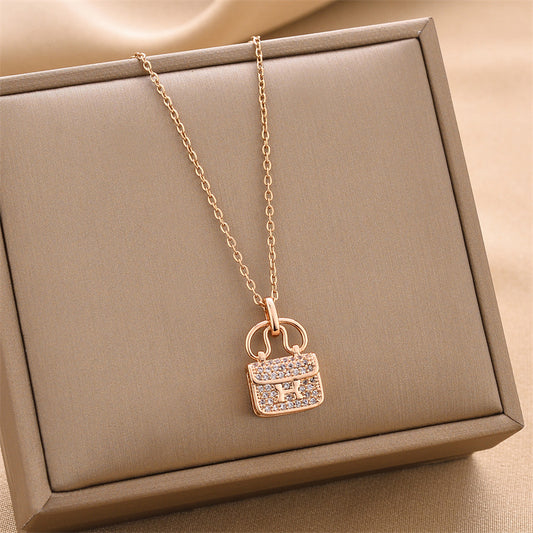 Women's Fashion Letter Bag Titanium Steel Full Necklaces