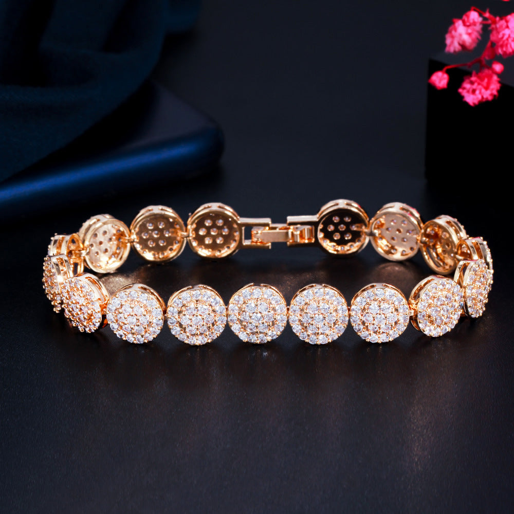 Diamond Round Zircon Exquisite Adjustable Band Extended Buckle Bracelet