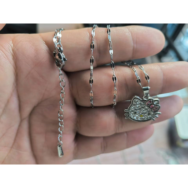 Women's Full Diamond Hello Kitty Millennium Hot Pendants