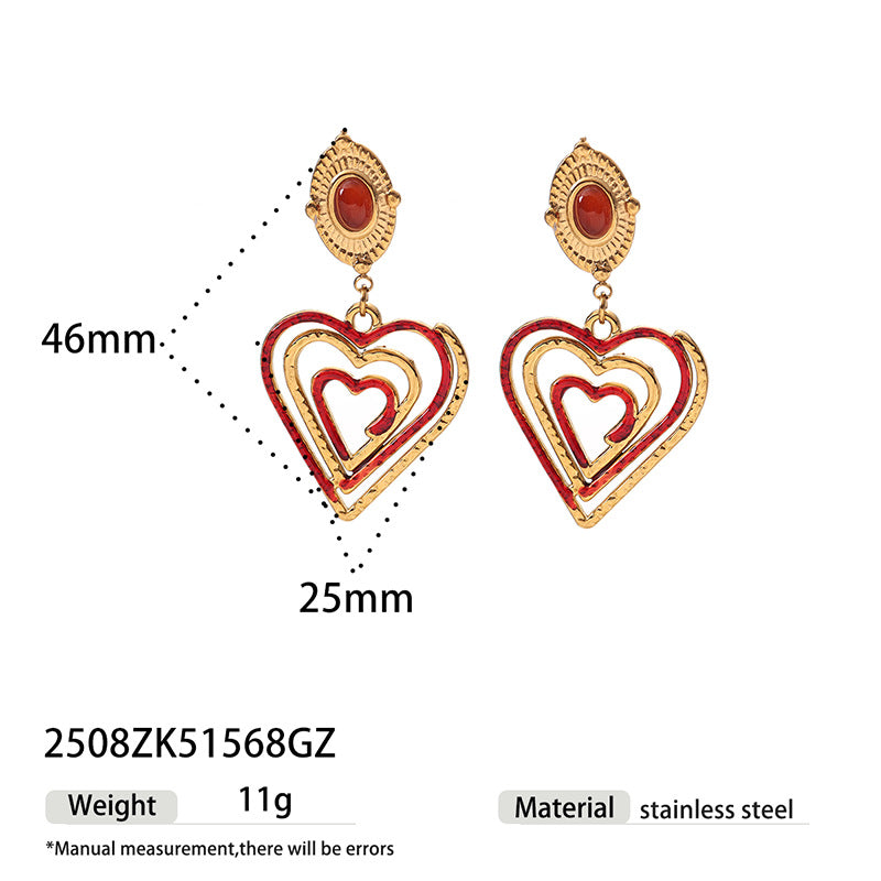 Vintage Style Love Heart Inlaid Gem Rings