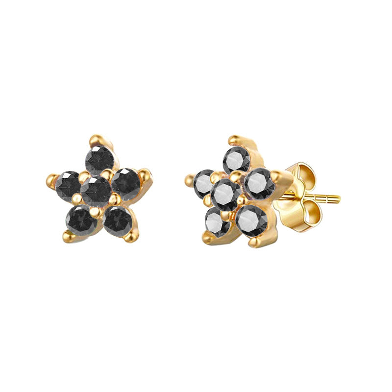 Sier Needle Color Flower Diamond Petite Female Creative Fashion Simple Rings