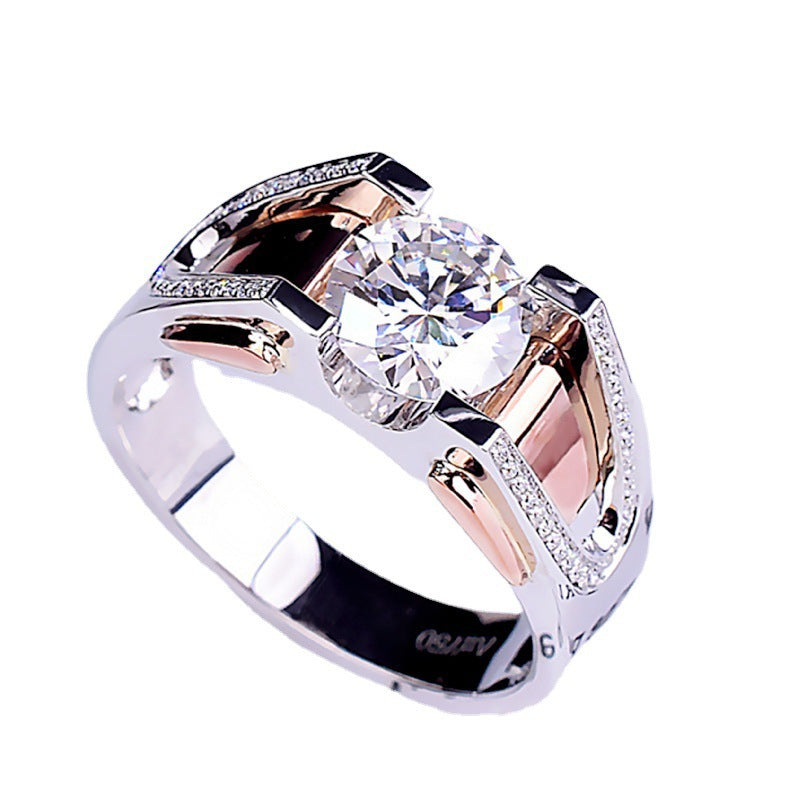 Men's Eight Hearts Arrows Imitation Moissanite Punk Rough Personality Mature Domineering Rings