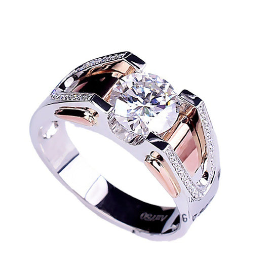 Men's Eight Hearts Arrows Imitation Moissanite Punk Rough Personality Mature Domineering Rings