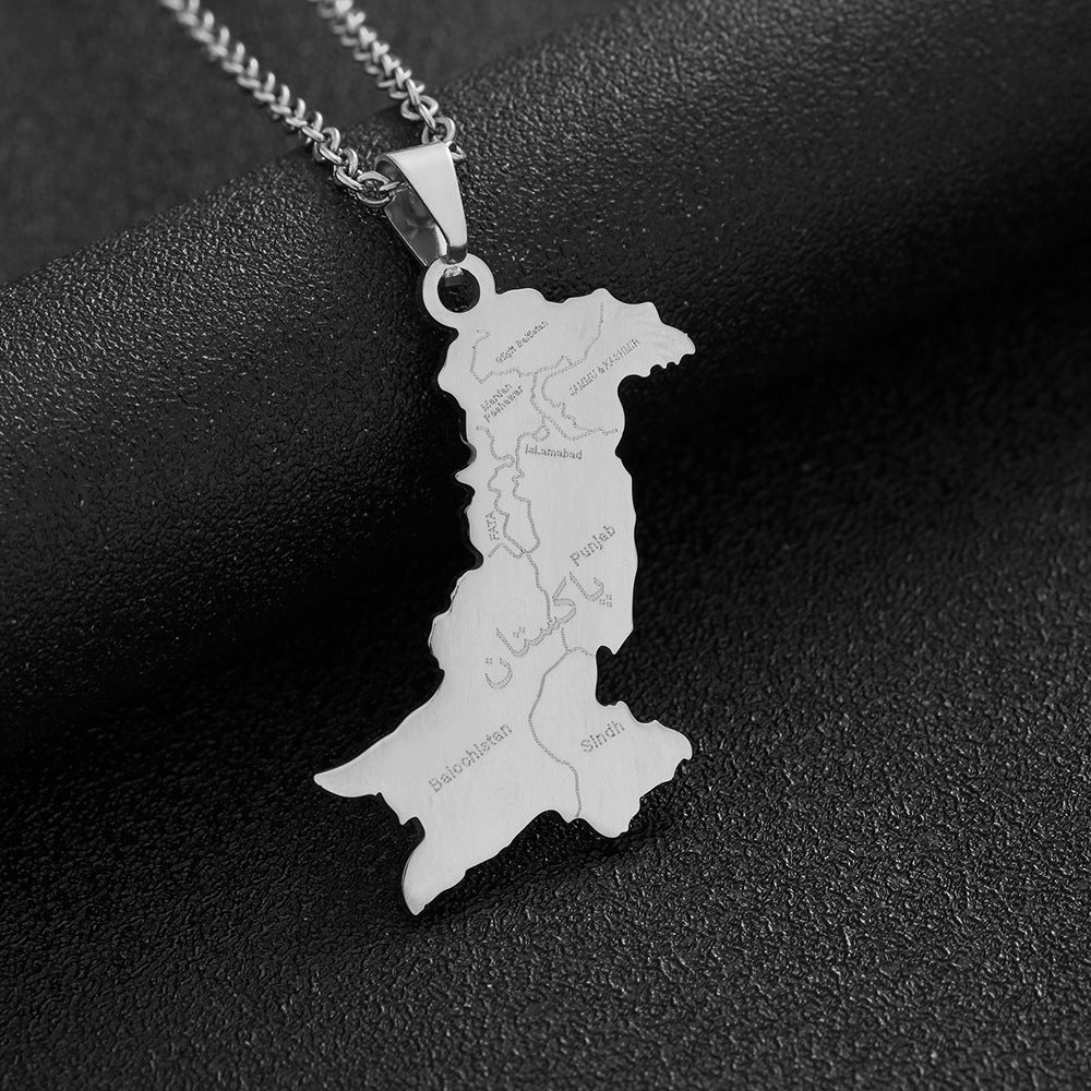 Drop Oil Pakistan Map Flag Fashion Necklaces