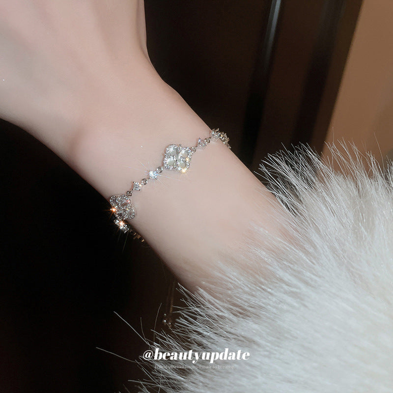 Flower Zircon Light Luxury High Sense Temperament Adjustable Wristband Bracelet
