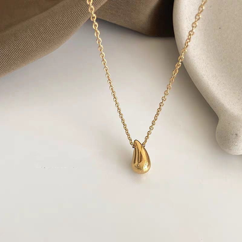 Water Drops Titanium Steel Female Light Luxury Minority Design High-grade Necklaces