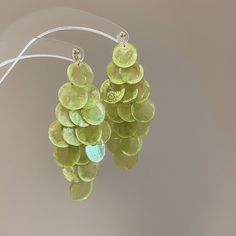 Women's Flower Shell Tassel Light Luxury High-grade Earrings