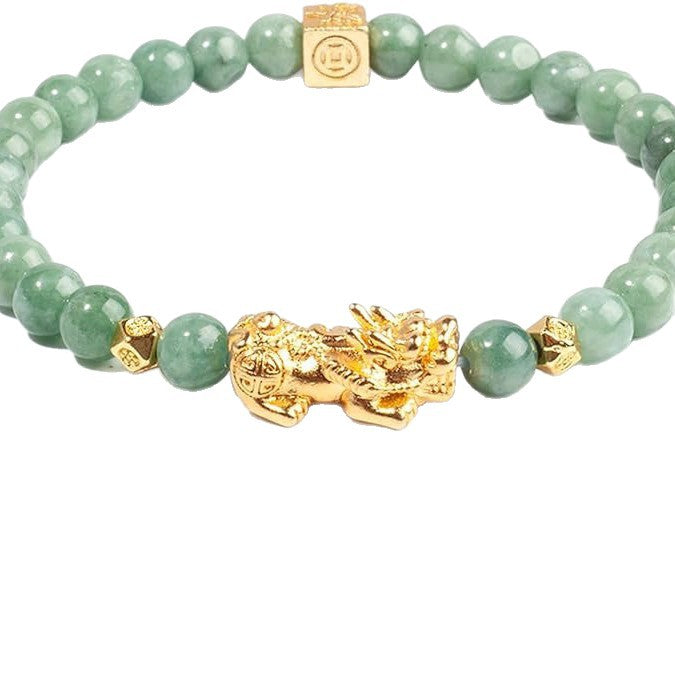 Golden Jade Gray Emerald String Beads Bracelets