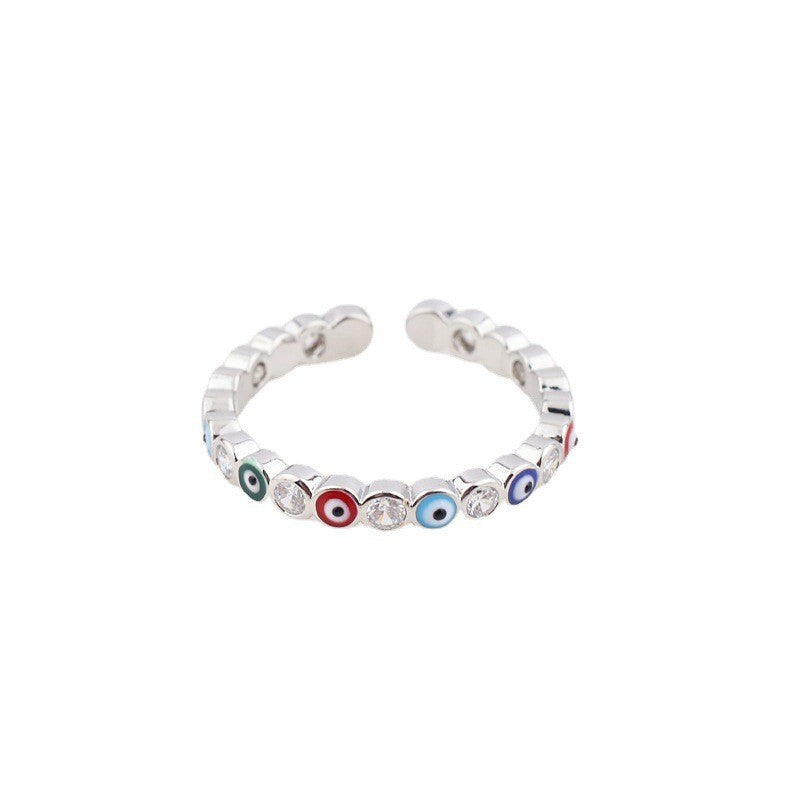 Eye Brass Open Zircon Diamond Adjustable Fashion Ring