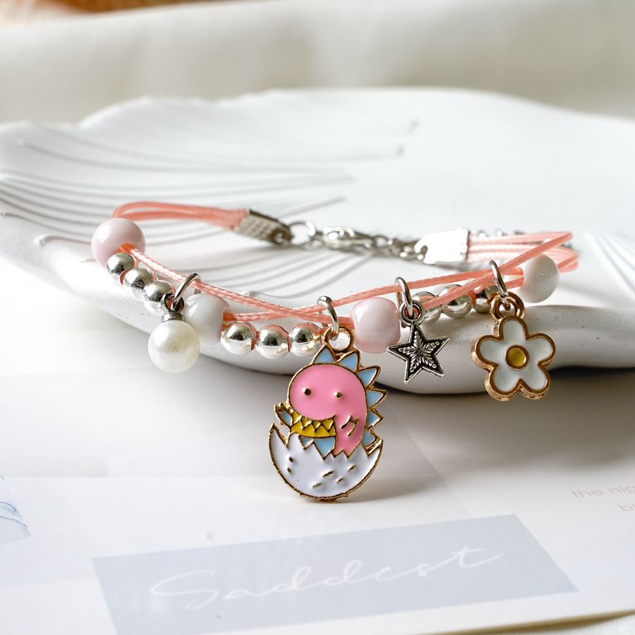 Popular Pearl Female Cartoon Woven Ceramic Jewelry Girlfriends Couple Bracelets