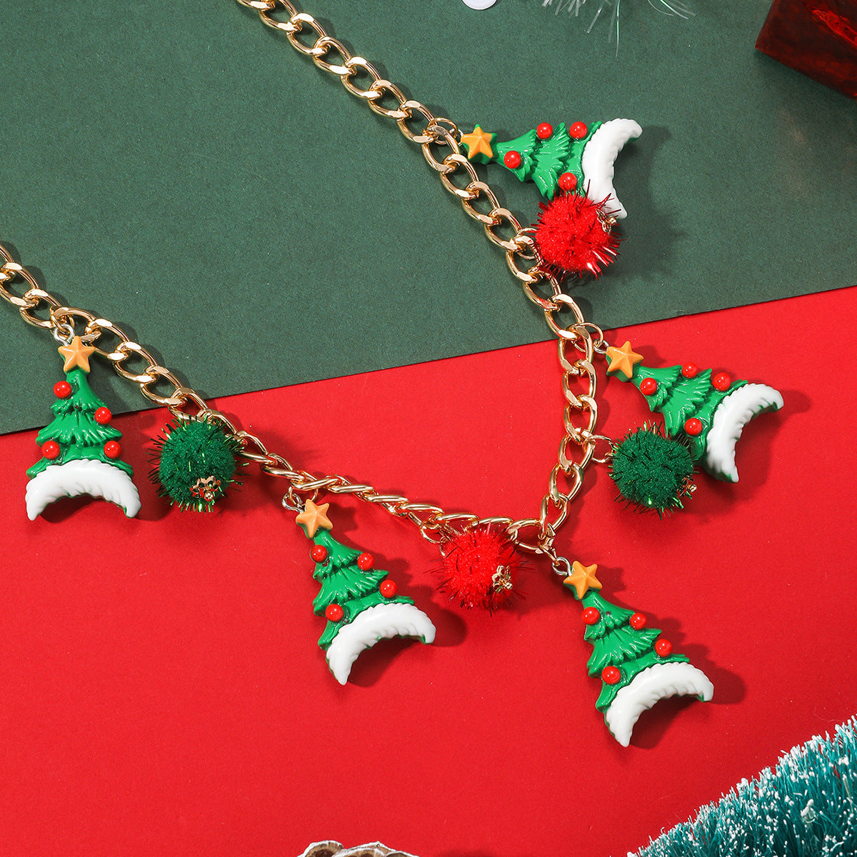 Personality Santa Claus Tree Gingerbread Man Necklaces