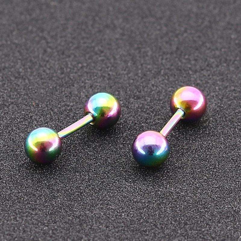 Men's Twist Dumbbell Ball Cartilage Ear Bone Pin Titanium Steel Golden Earrings