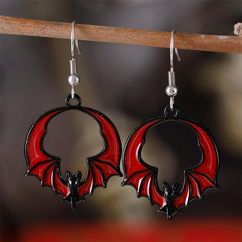 Eccentric Personality Dark Bat Halloween Series Earrings