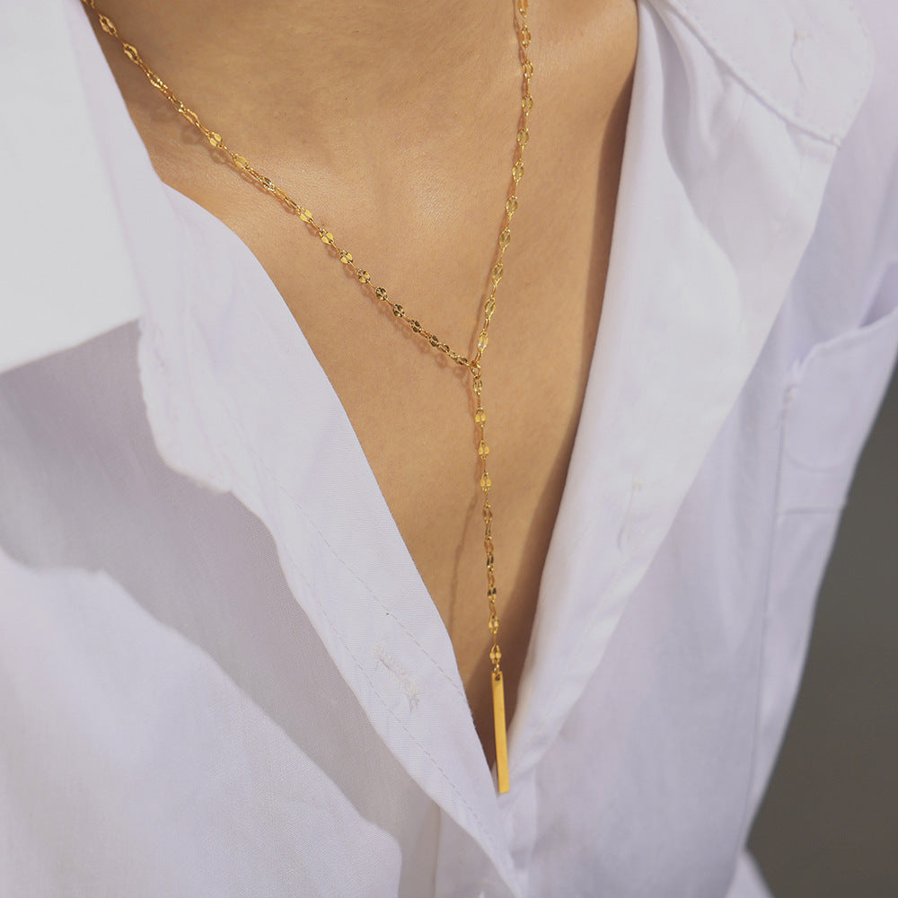Style Simple Geometric Elements Y-shaped Tassel Stackable Wear Cold Titanium Necklace