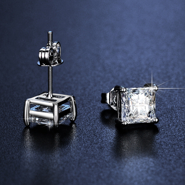 Zircon Simple Temperament Square Female Ear Rings