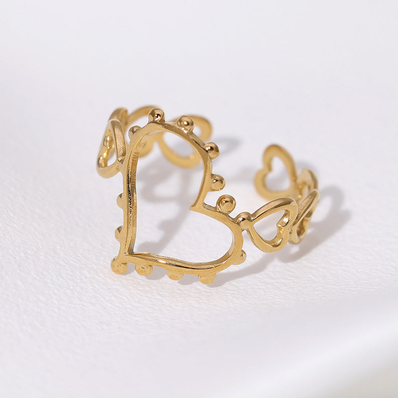 Simple Fashionable Stainless Steel Heart-shaped High-grade Gold-plated Ring