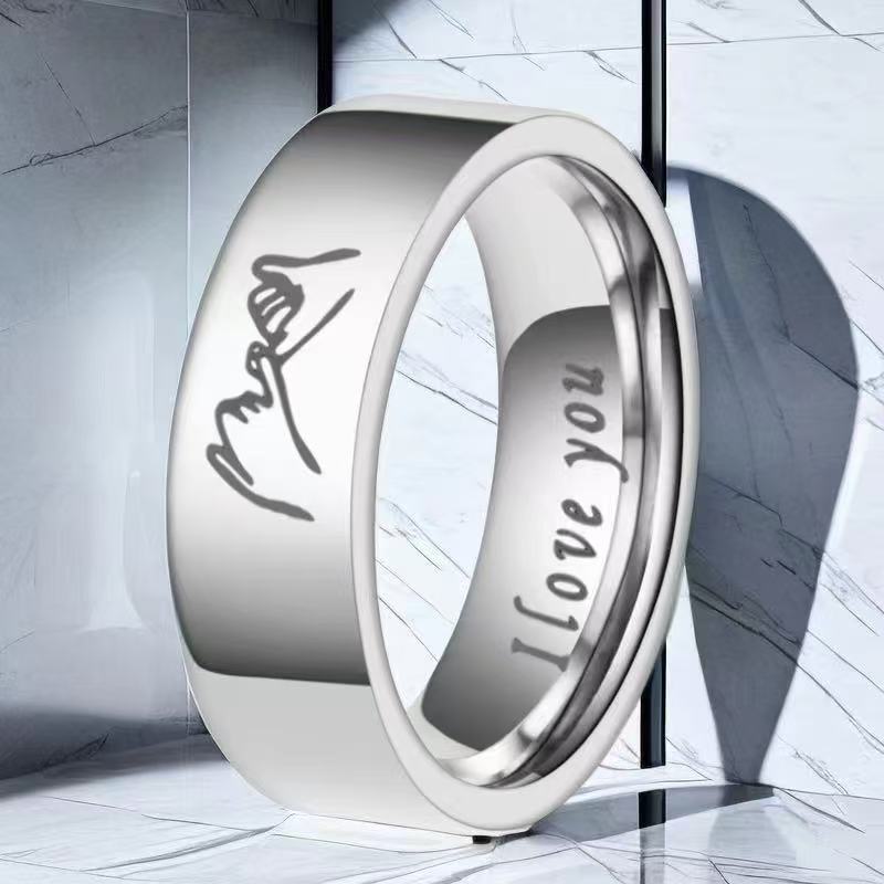 Steel Couple Pairs Of Wind Diamond Niche Simple Rings