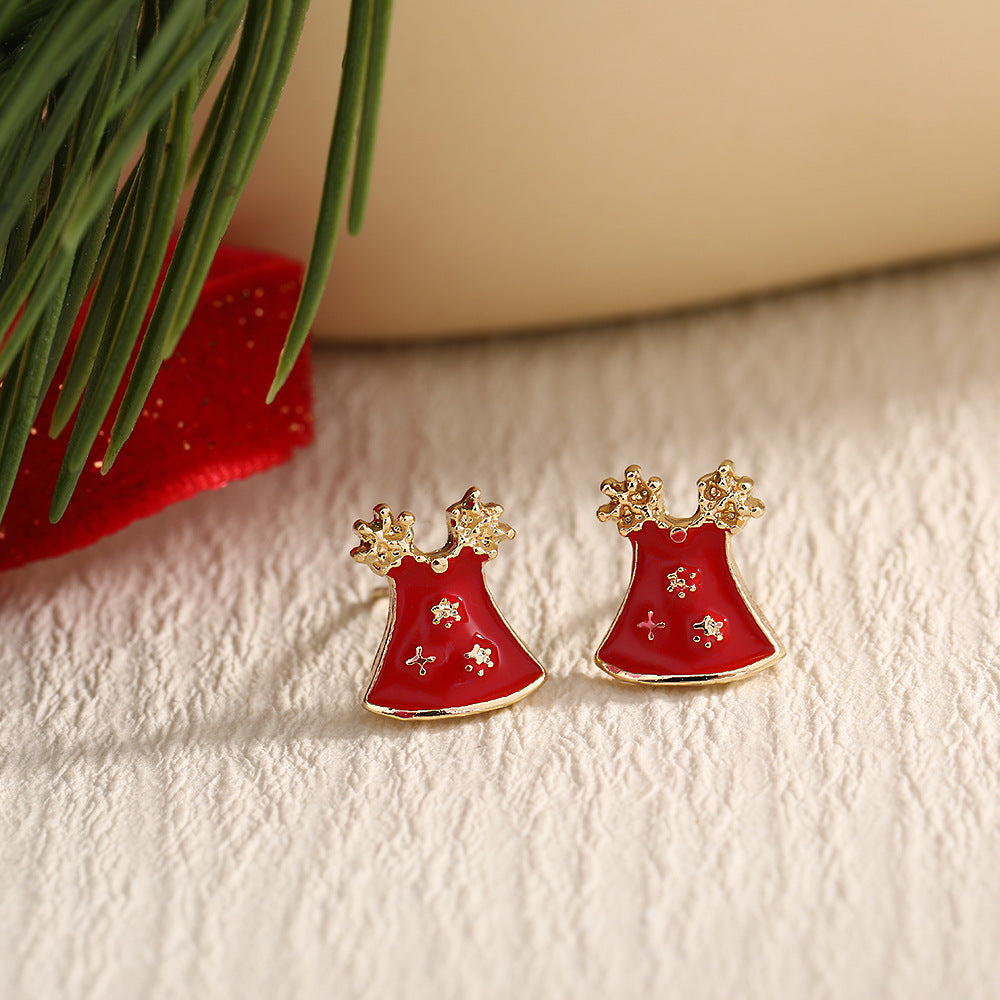 Fashion Elk Tree Snowflake Rhinestone Personalized Stud Earrings