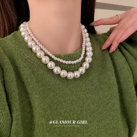 Women's French Retro Large Pearl Style Fashion Graceful Personality Clavicle Necklaces