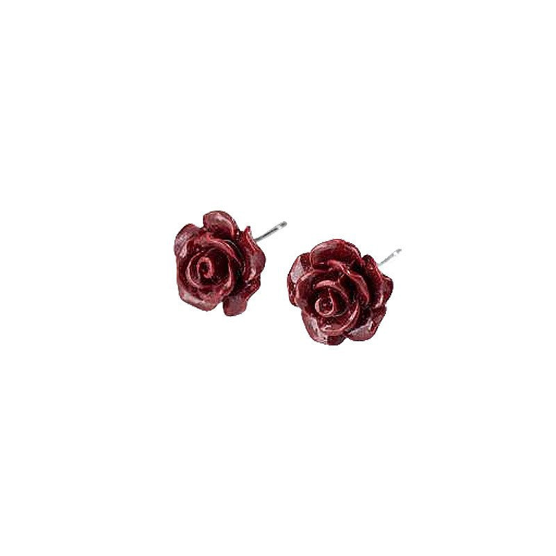 Transparent Colorful Rose Simple Niche Commuter Style Temperamental Lady Gentle Stud Earrings